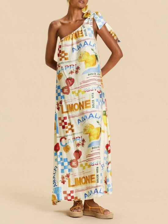 Dresses & Skirts - Multicolor Casual Women's Floral Festival One Shoulder maxi Dress
